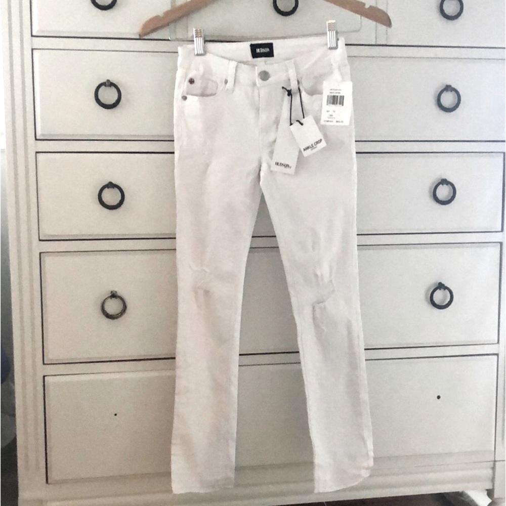 Hudson Kids , White Abyss Ankle Crop Skinny , Distressed Jeans  Kids size 14